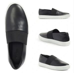 Vince. Corbin 100% Leather Black Slip on Sneakers